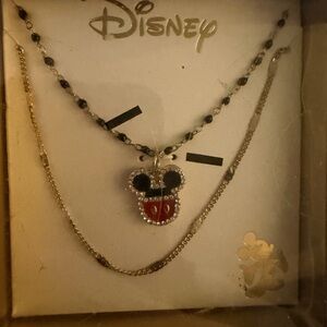 Disney Gold-Tone Layered Necklace with Black and Red Mickey Pendant
